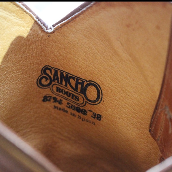 Vintage Sancho tan oiled leather biker boots 8 - Picture 11 of 11